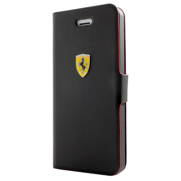 Чехол для iPhone 5C Ferrari New Rubber book case, black [FESCRUFLHPMBL]