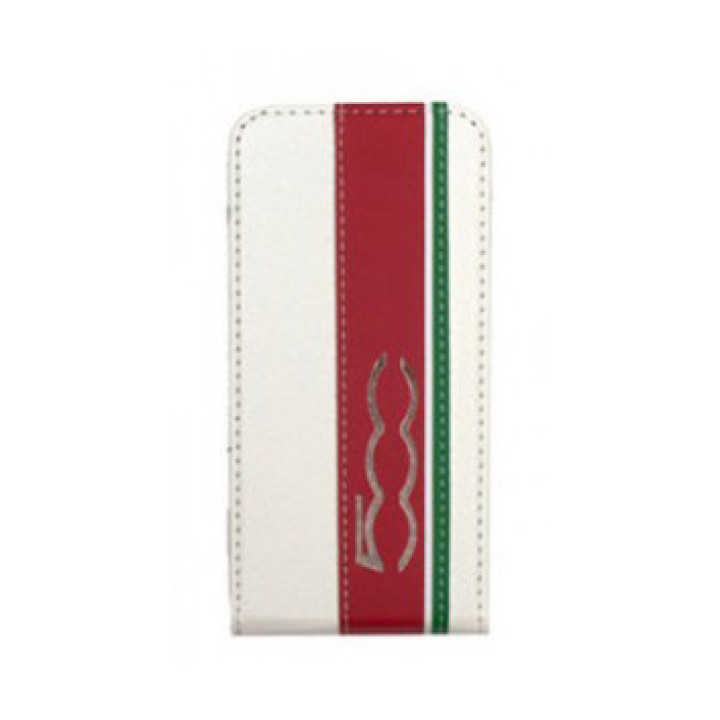 Чехол для iPhone 4 FIAT 500 Stripes flip leather case white