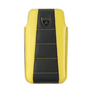 Чехол для iPhone 4 Lamborghini Gallardo D1 leather sleeve black-yellow