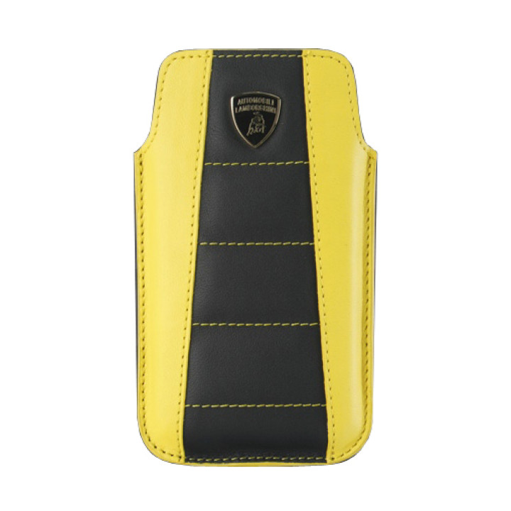 Чехол для iPhone 4 Lamborghini Gallardo D1 leather sleeve black-yellow