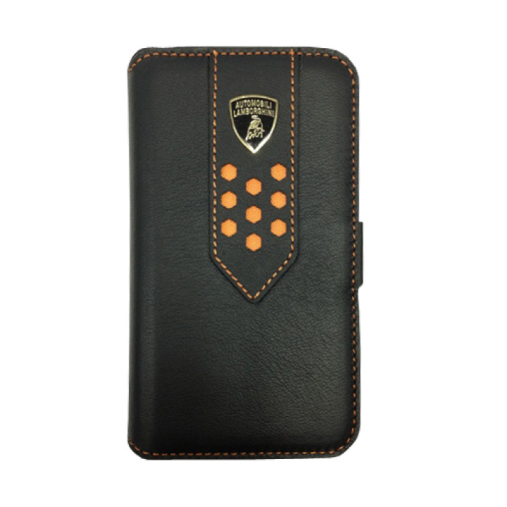 Чехол для iPhone 4 Lamborghini Superleggera D2 book leather case black-yellow