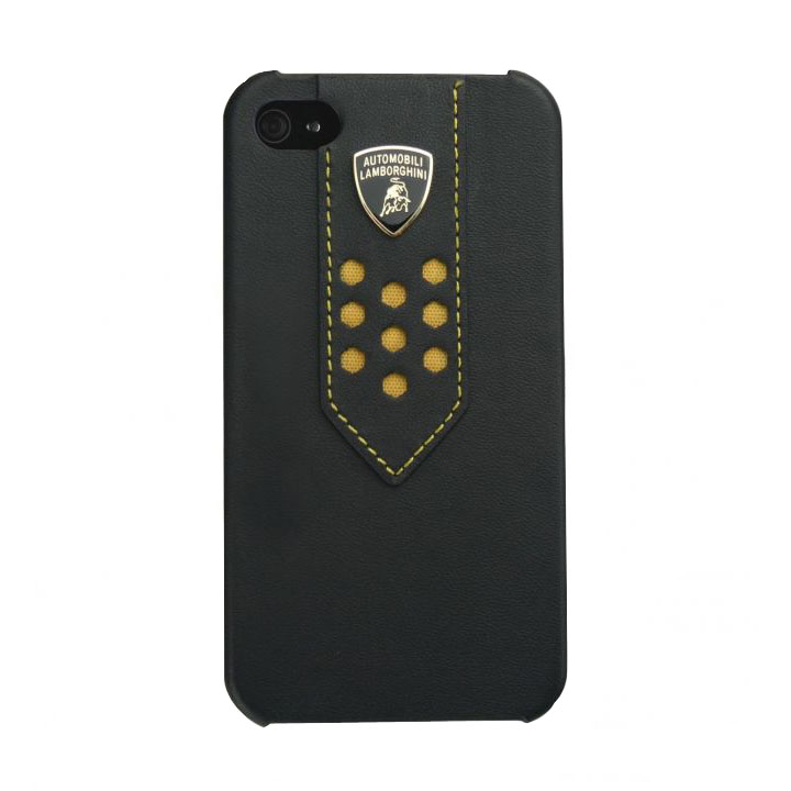 Чехол для iPhone 4 Lamborghini Superleggera D2 leather back cover black-yellow