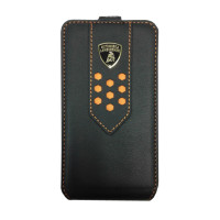 Чехол для iPhone 4 Lamborghini Superleggera D2 leather case black-orange