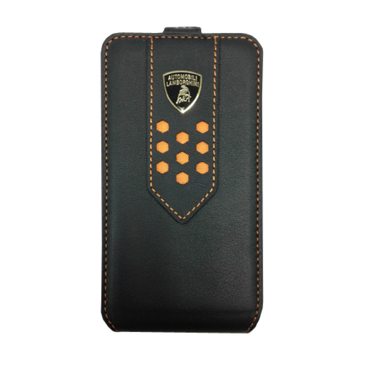Чехол для iPhone 4 Lamborghini Superleggera D2 leather case black-orange