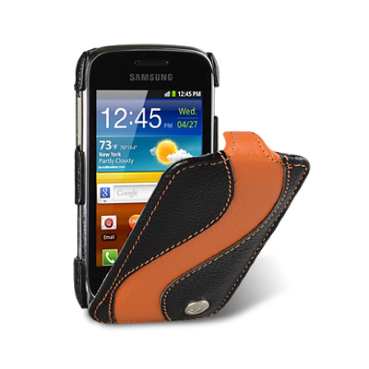 Чехол для Samsung S6500 Galaxy Mini 2 Melkco Jacka special leather case black-orange