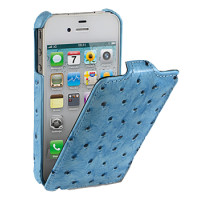 Чохол для iPhone 4 Melkco Ostrich Jacka leather case blue
