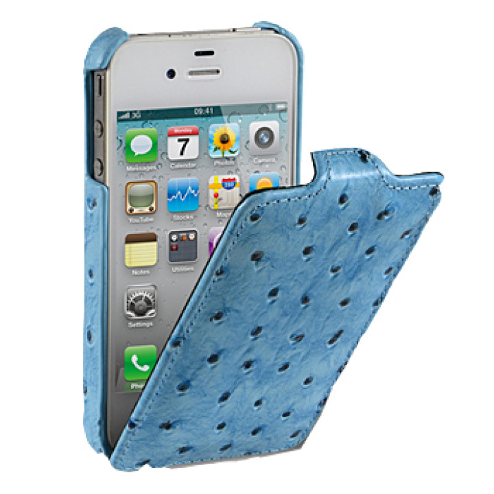 Чехол для iPhone 4 Melkco Ostrich Jacka leather case blue