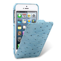 Чехол для iPhone 5 Melkco Ostrich Jacka leather case blue