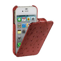 Чохол для iPhone 5 Melkco Ostrich Jacka leather case fire brick