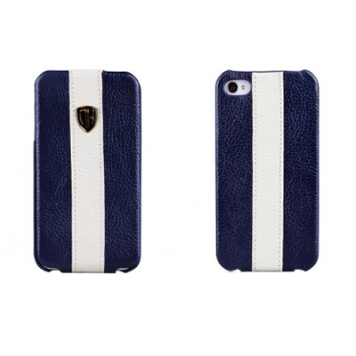 Чехол для iPhone 4/4S Nuoku genuine leather case with stripe blue