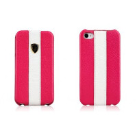 Чехол для iPhone 4/4S Nuoku genuine leather case with stripe pink