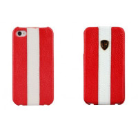 Чохол для iPhone 4/4S Nuoku genuine leather case with stripe red