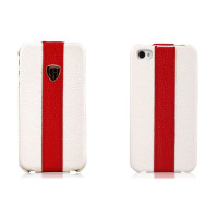 Чохол для iPhone 4/4S Nuoku genuine leather case with stripe white
