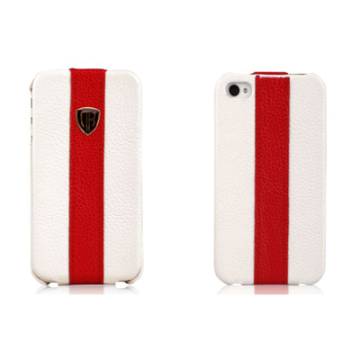 Чехол для iPhone 4/4S Nuoku genuine leather case with stripe white