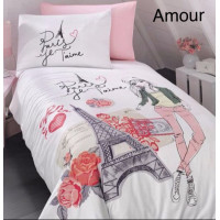 Комплект постельного белья First Choice Ranforce Amour Полуторный комплект