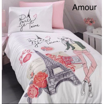 Комплект постельного белья First Choice Ranforce Amour Полуторный комплект