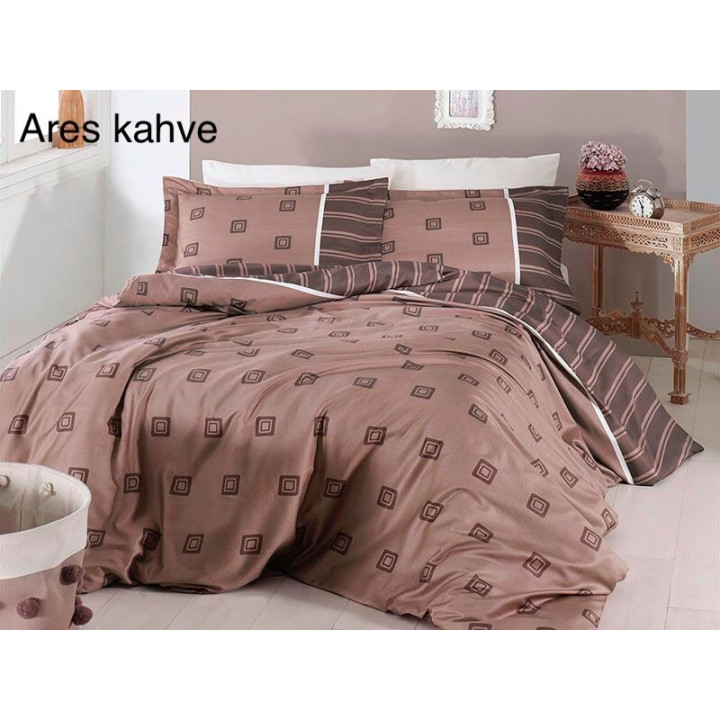 Комплект постельного белья First Choice Satin Ares Kahve Евро (m012385)