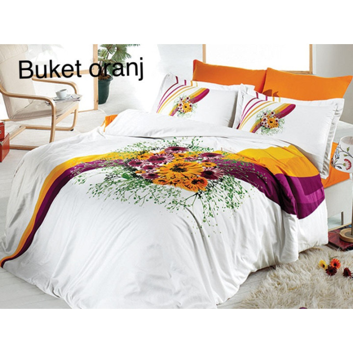 Комплект постельного белья First Choice Satin Buket Oranj Евро (m012394)