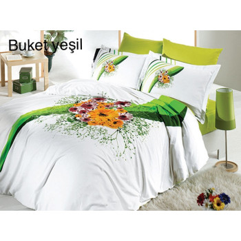 Комплект постельного белья First Choice Satin Buket Yesil Евро