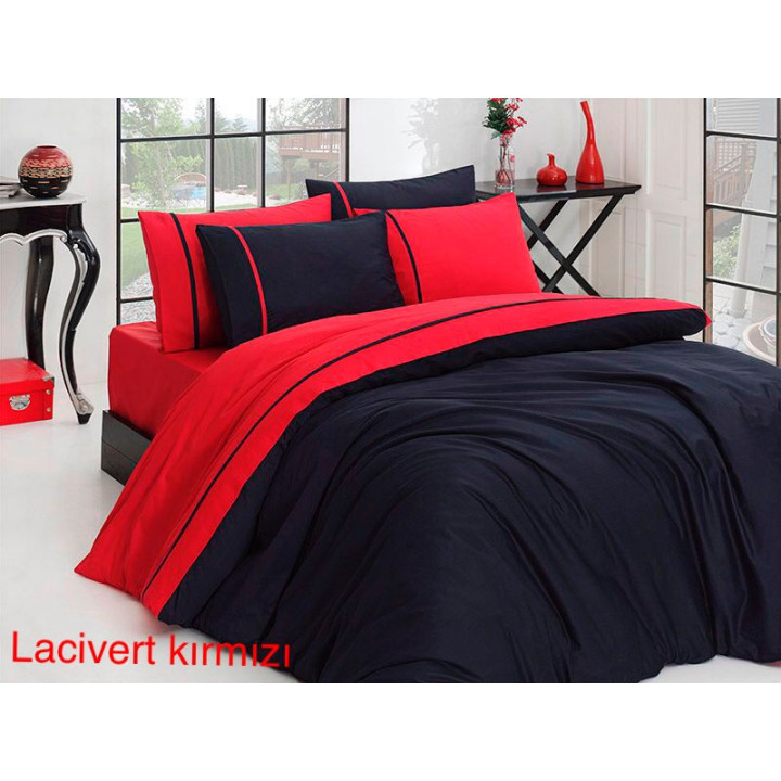 Комплект постельного белья First Choice Satin Lacivert Kirmizi Евро (m012401)