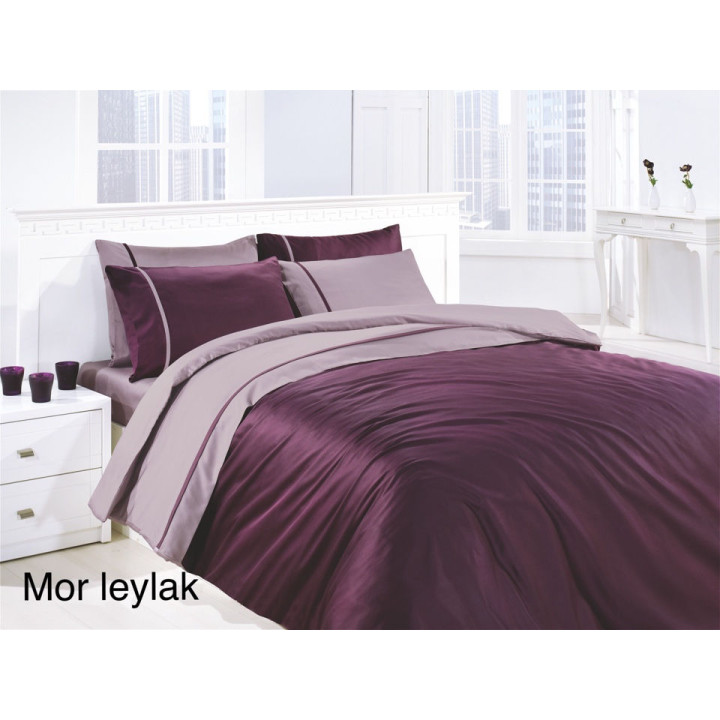 Комплект постельного белья First Choice Satin Mor Leylak Евро