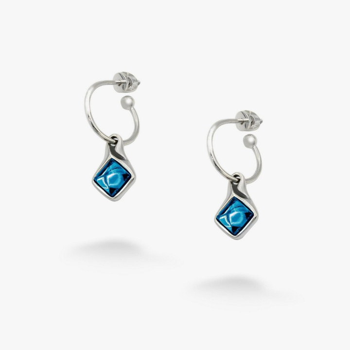 Серебряные Серьги Мерцание dark aquamarine