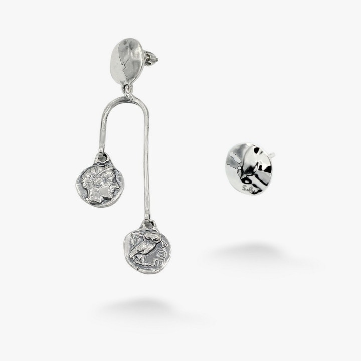 Серебряные Серьги Афина ассиметрия