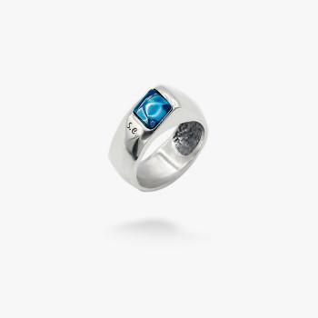 Срібна каблучка Мерехтіння зірок dark aquamarine