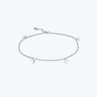 Серебряный Браслет на ногу Любовь Rhodium