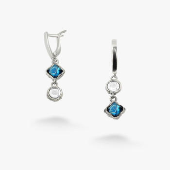 Срібні Сережки Ліриди mix Dark Aquamarine