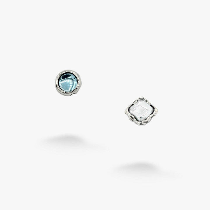 Серебряные Пусеты Лириды Aqua Bohemia