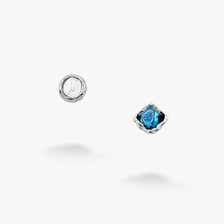 Серебряные Пусеты Лириды Dark Aquamarine