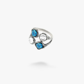 Срібна каблучка Ліриди mix Dark Aquamarine