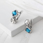 Серебряные Серьги Лириды Dark Aquamarine  - фото 4