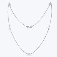 Серебряное Колье Клевер Контур mini Rhodium