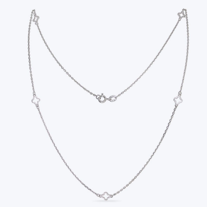 Серебряное Колье Клевер Контур mini Rhodium
