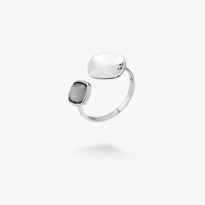 Срібна каблучка Відображення Gray Crystal