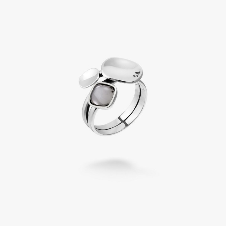 Серебряное кольцо Отражение. Trinity Gray Crystal