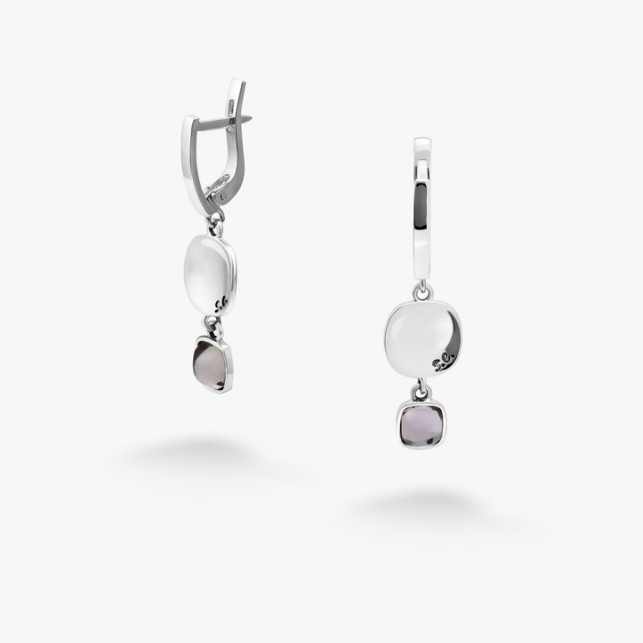 Серебряные Серьги Отражение Gray Crystal