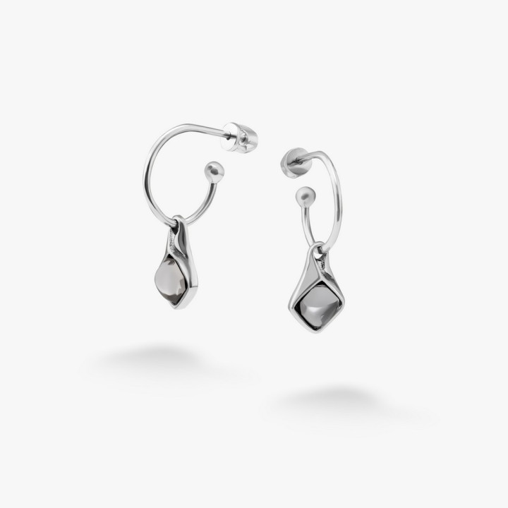 Серебряные Серьги Мерцание Gray Crystal