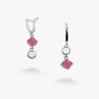 Срібні Сережки Ліриди mix Rose Opal