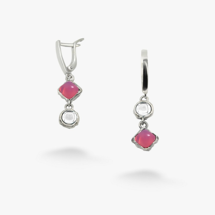 Серебряные Серьги Лириды mix Rose Opal