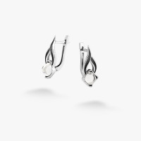 Серебряные Серьги Листочек Вербочки Crystal