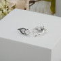 Серебряные Серьги Листочек Вербочки Crystal  - фото 5