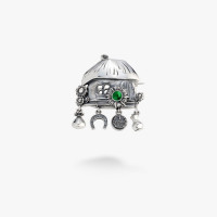 Серебряная Брошь Хатка Emerald