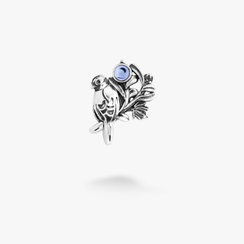 Срібна Брошка Соловейко Light Sapphire