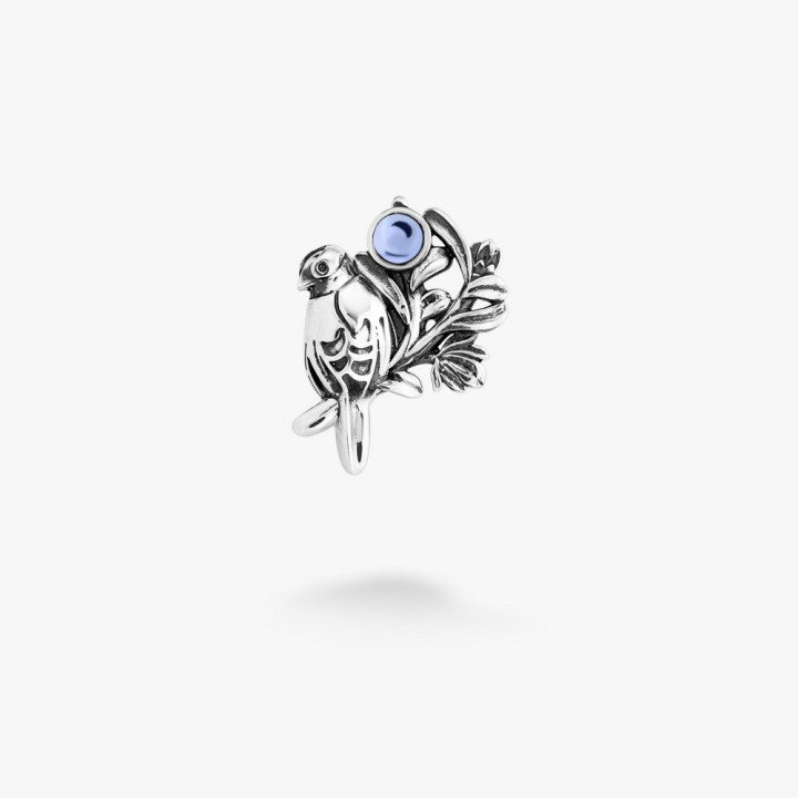 Серебряная Брошь Соловейко Light Sapphire