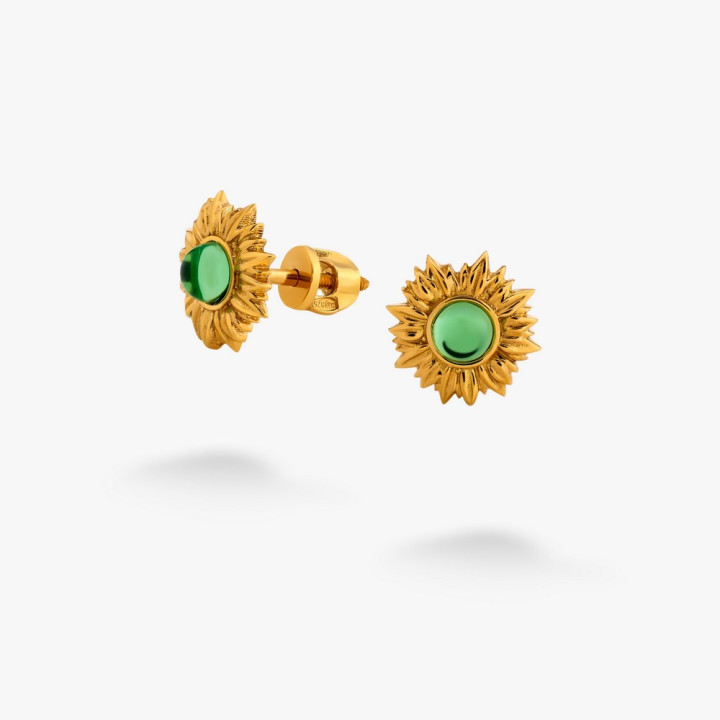 Серебряные Пусеты Подсолнух Peridot Gold