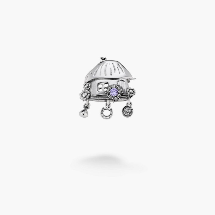 Серебряная Брошь Хатка Mini Light Amethyst Сонях
