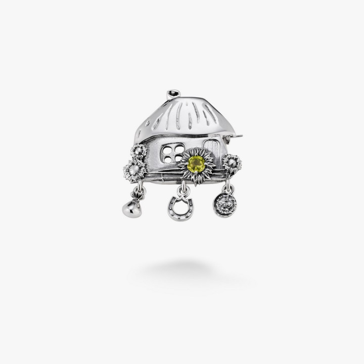 Серебряная Брошь Хатка Mini Chrysolite Сонях